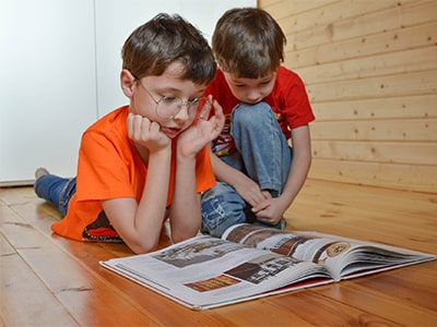 Children working with clay